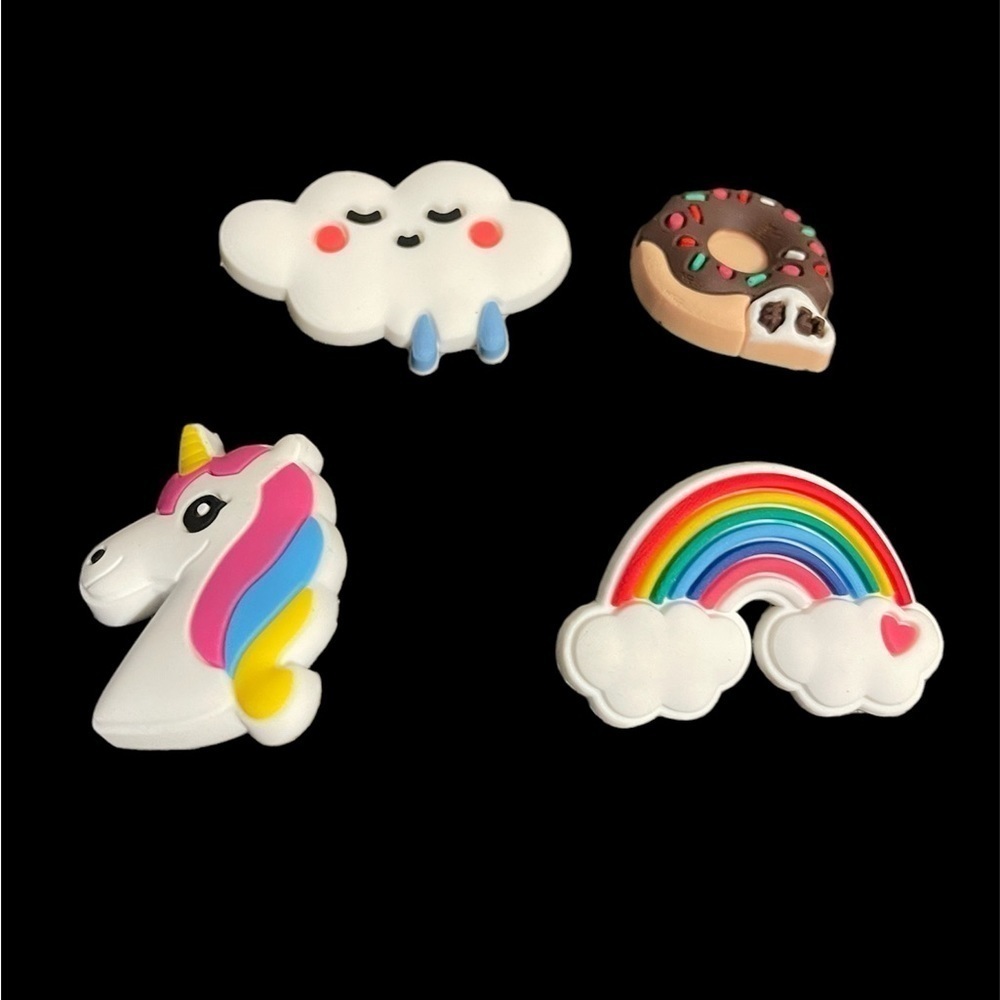 Unicorn rainbow cloud donut croc charms set of 4 charms
